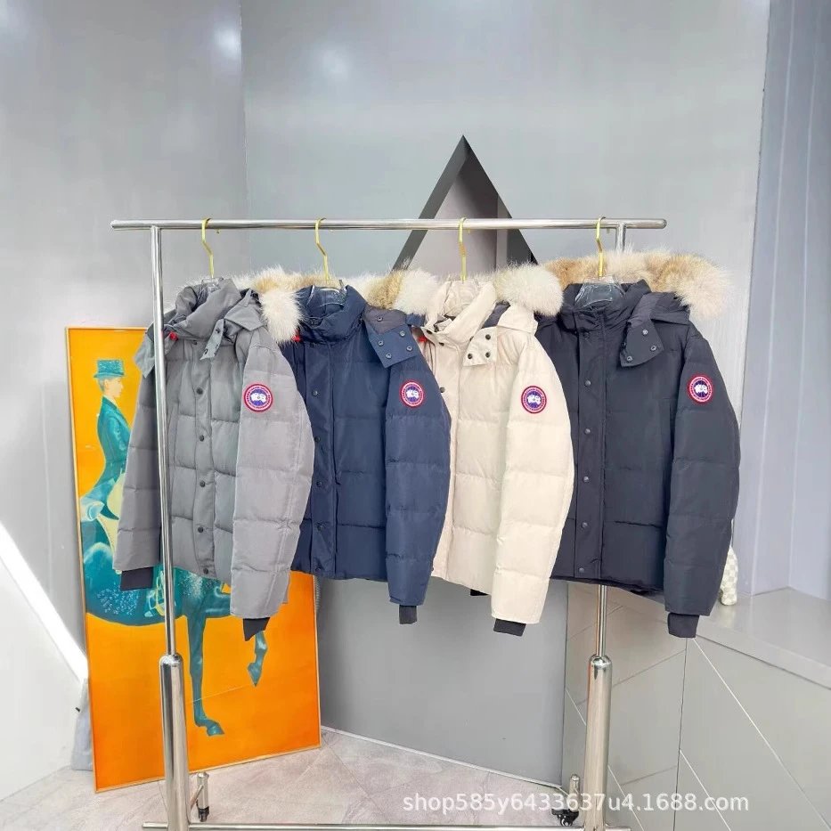 New fur collar, large pocket, mid length jacket, outdoor thick and warm, men's and women's couple's hooded cotton jacket