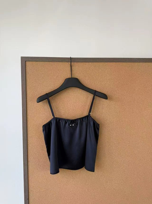 Blue Logo-Patch Cropped Satin Top: seller detail photo 7