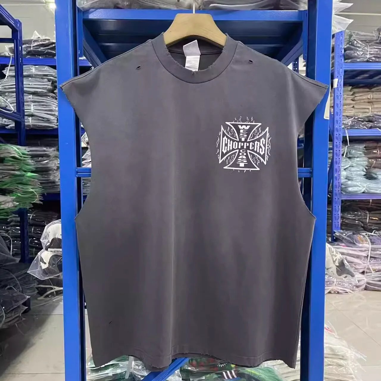 West Coast Choppers Motorcycle Company Print Vintage Washed Distressed Faded Tank Top Trendy