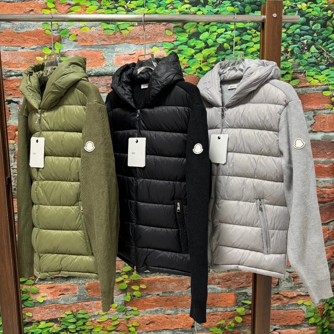 M Home Knit Spliced Sleeve High-Density Windproof Versatile Classic Cotton Jacket Detachable Hood Design Daily Street Casual