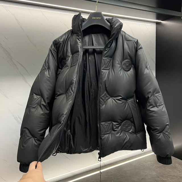 Louis Vuitton Down Jackets Hooded monogram-embossed puffer jacket product detail image 3