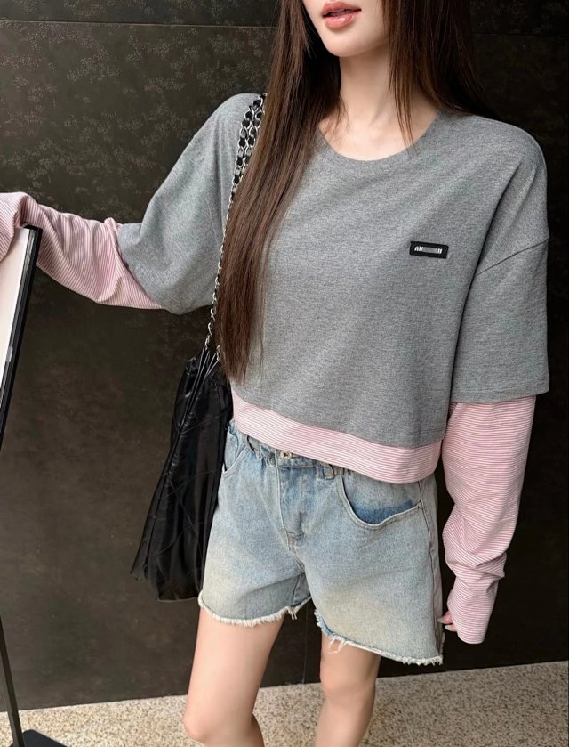 Layered Cotton Jersey T-Shirt: seller detail photo 2