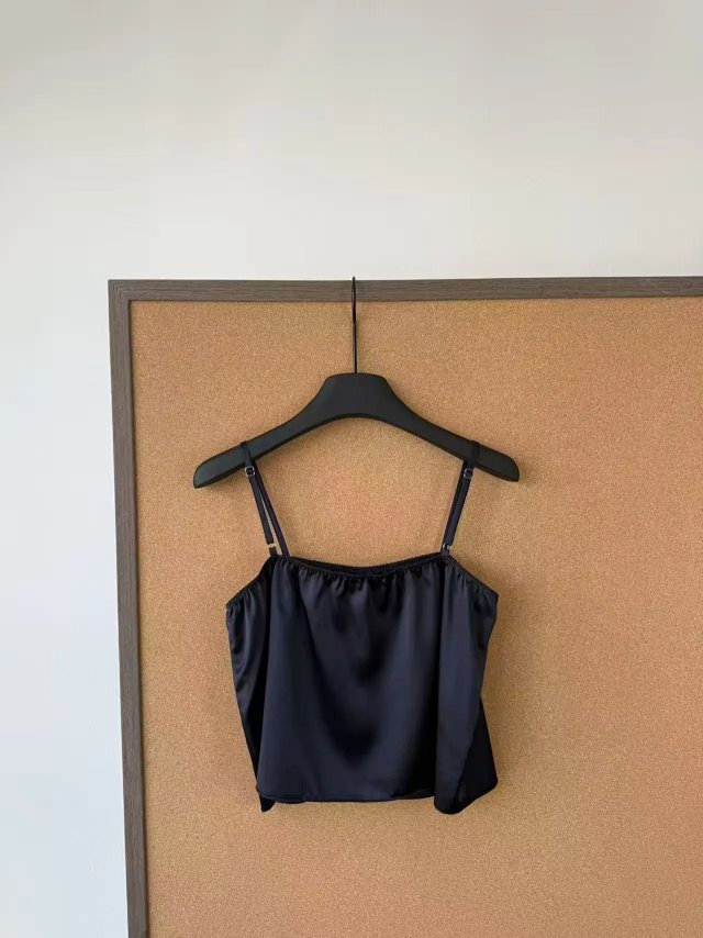 Blue Logo-Patch Cropped Satin Top: seller detail photo 8