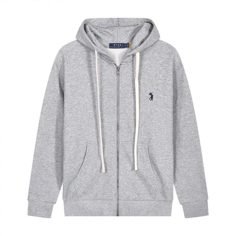 [Zip-Up] White Drawstring Grey with Black Logo