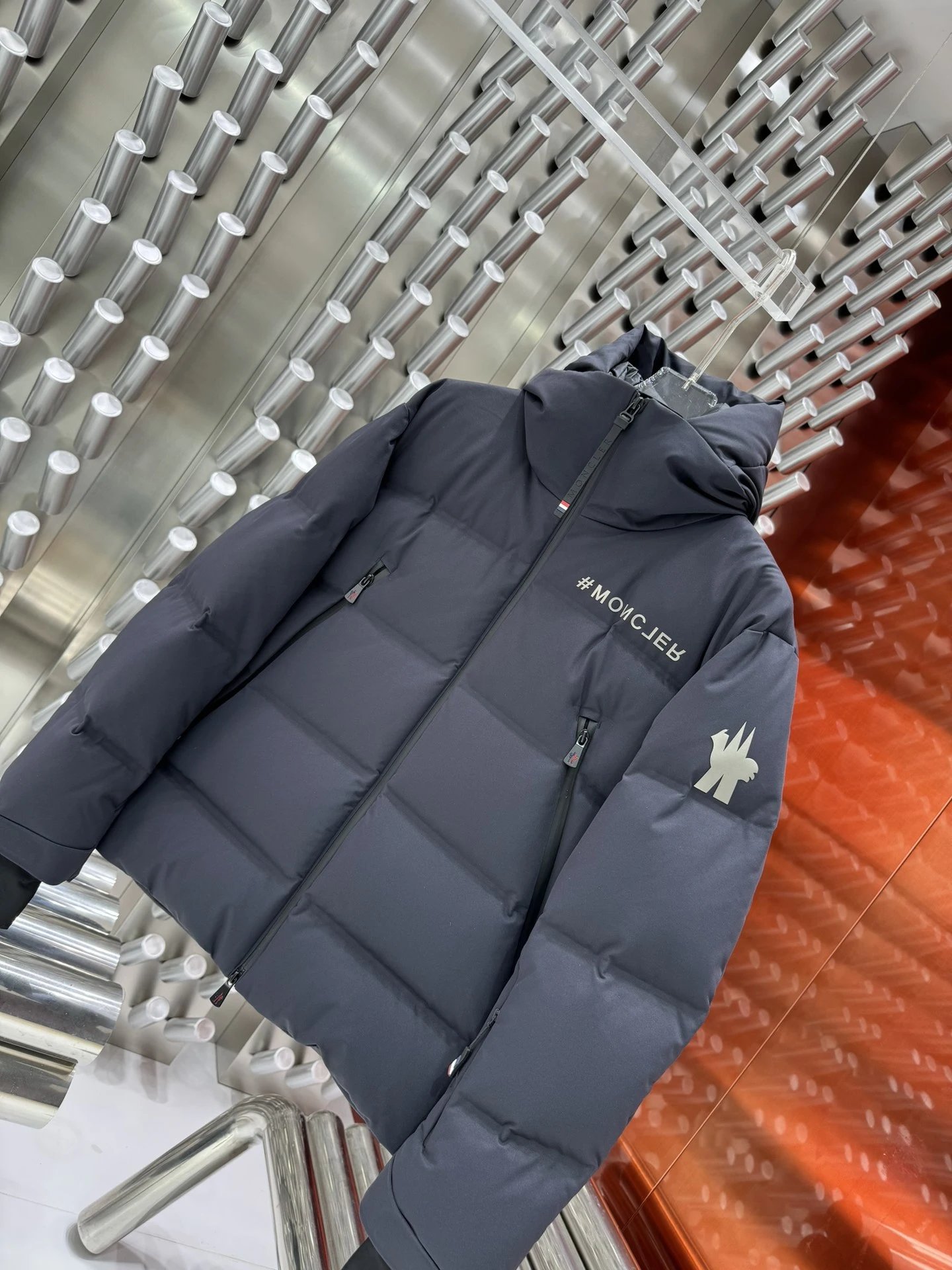 Moncler Maya Glossy Black Down Jacket with White Moncler sneakers - 10