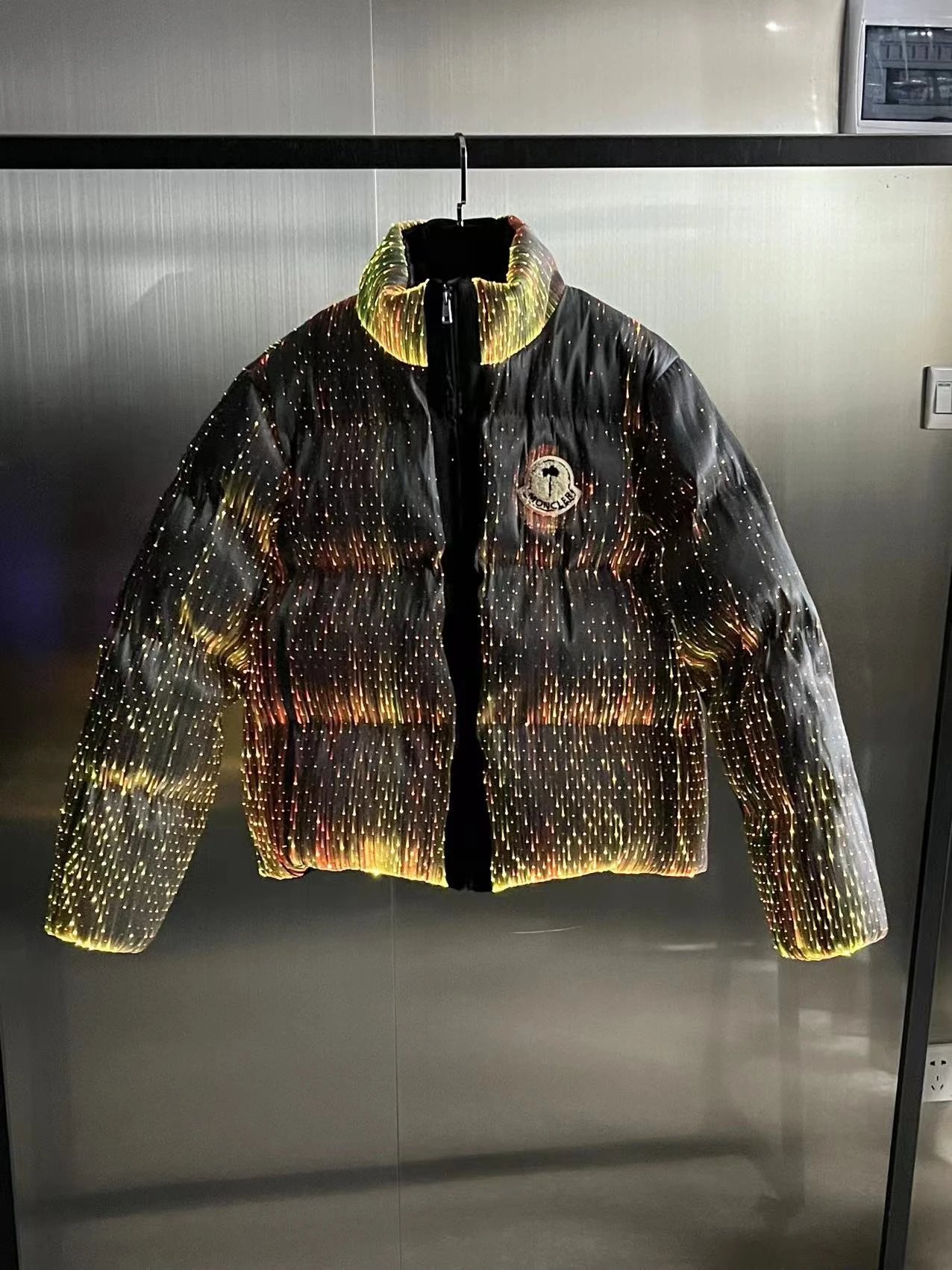 Moncler Puffer Jacket with Reflective Pattern