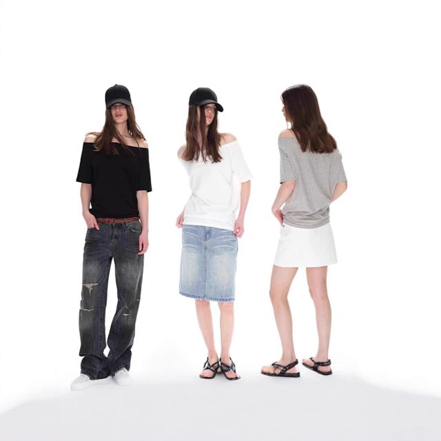 Lightweight Off-Shoulder Short Sleeve T-Shirt: seller detail photo 1