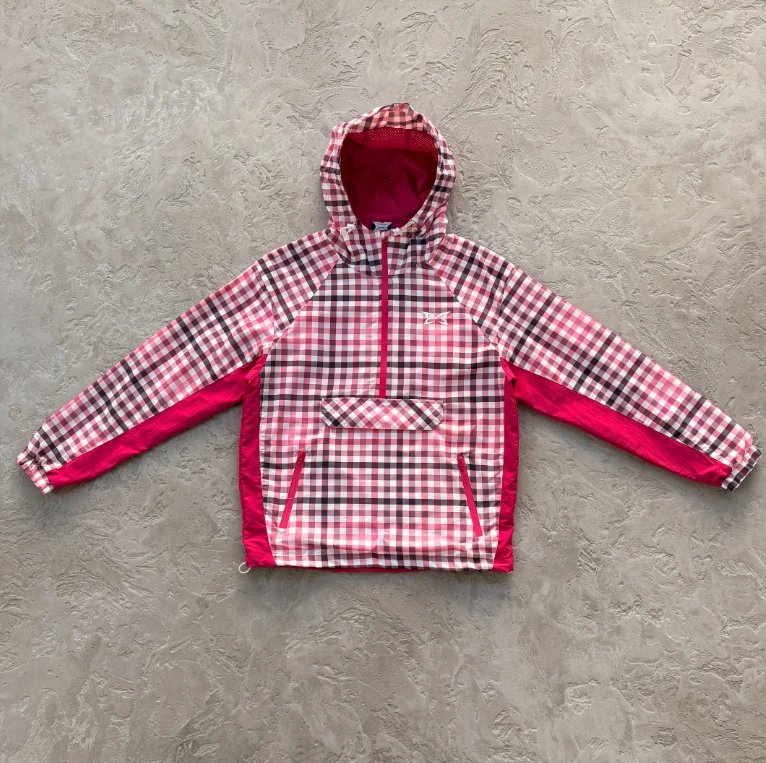 MUTA Jackets Hooded zip-up shell jacket with multiple zip pockets — Red plaid