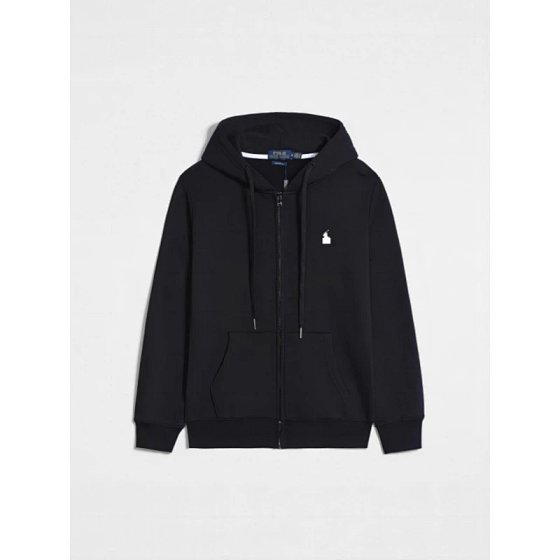 Cross-Border Paul POLO Pony Logo Embroidery Men's Casual Pure Cotton Solid Color Hooded Sweatshirt Cardigan Factory Direct Supply