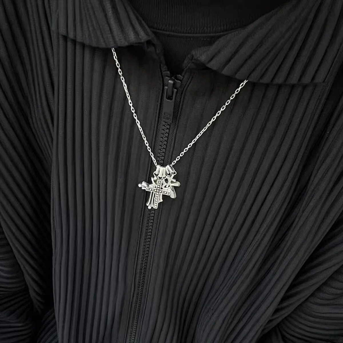 Undercover x Sleepboy Five Crosses Sterling Silver Pendant Necklace - Punk Style Limited Edition