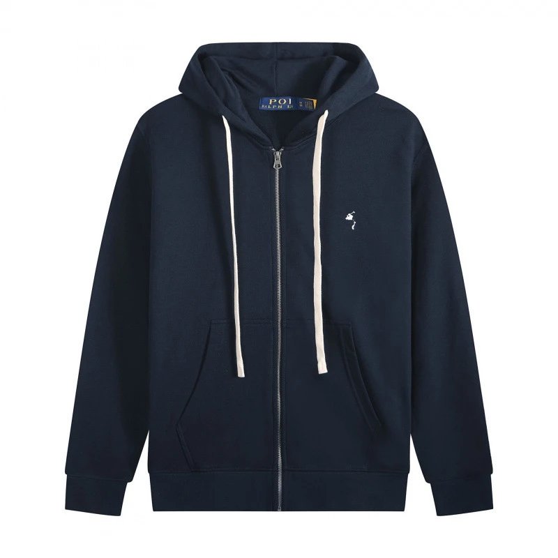 [Zip-Up] White Drawstring Navy with White Logo