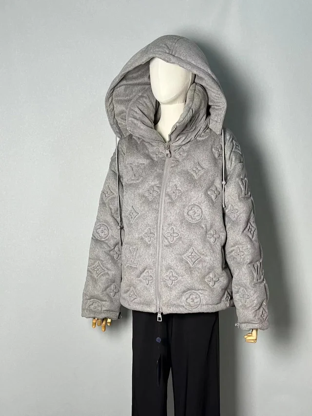 Louis Vuitton Down Jackets Hooded monogram-embossed puffer jacket product detail image 11