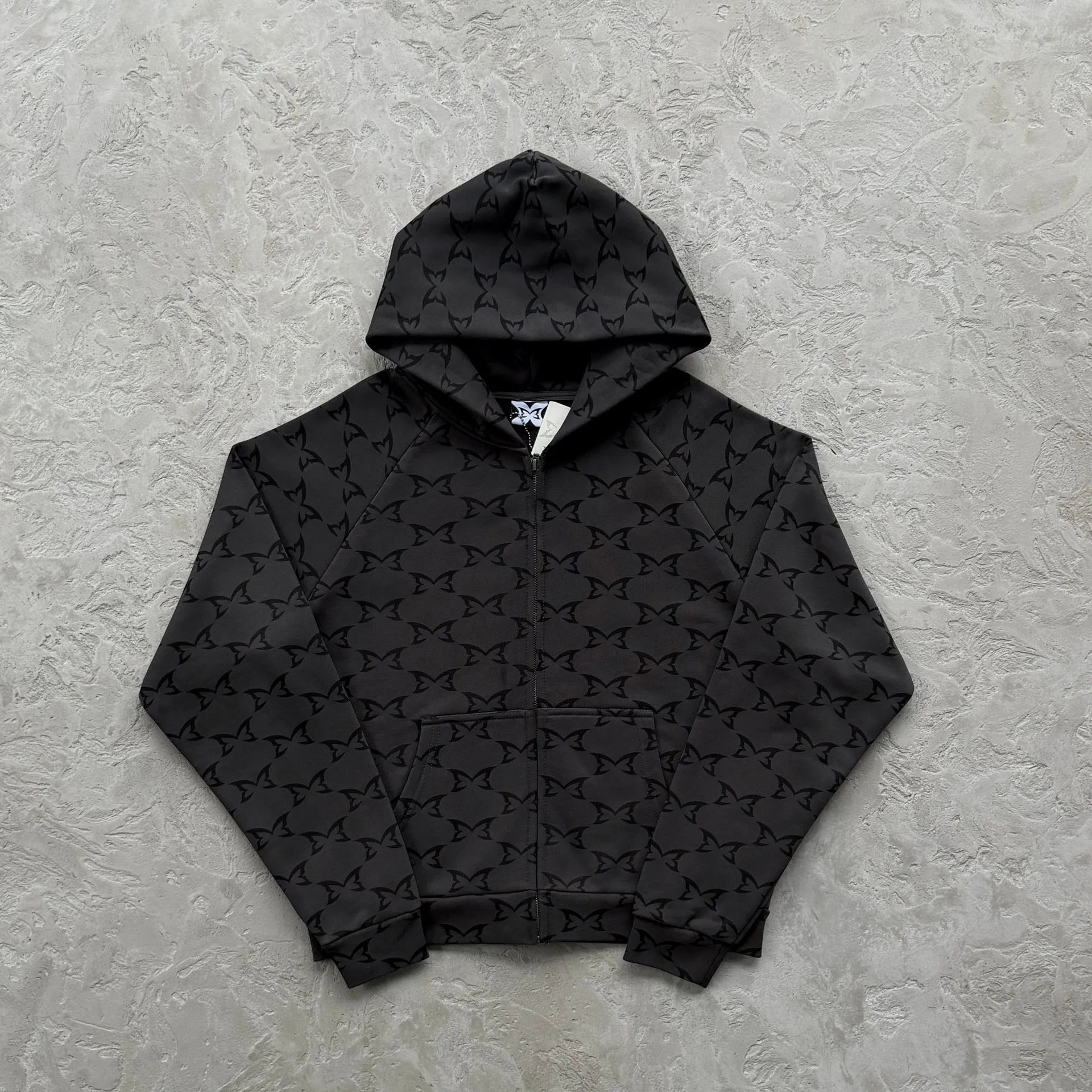 MUTA Jackets Hooded zip-up shell jacket with multiple zip pockets — All-over-print hoodie
