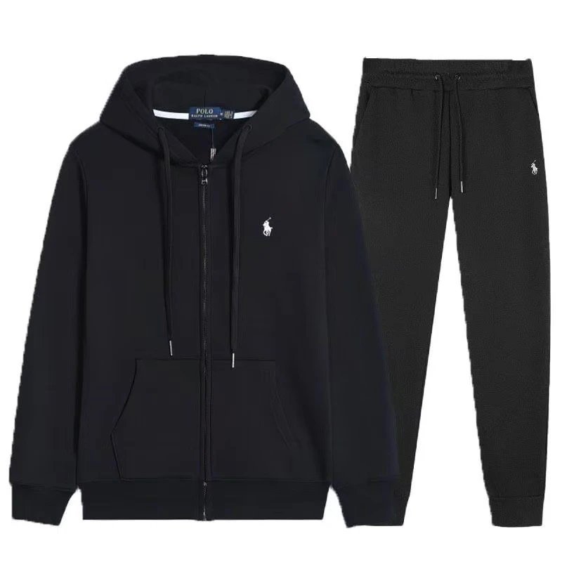 [Zip-Up] Black with White Logo Set