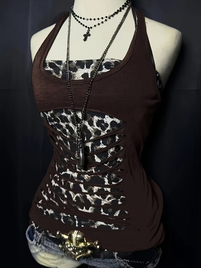 Leopard Print Halter Cami Top: seller detail photo 9