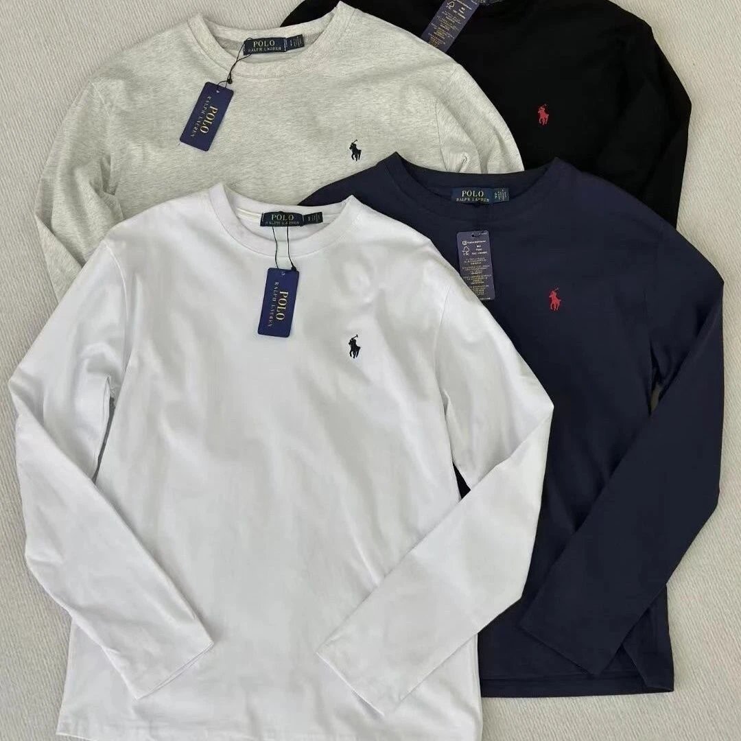 Embroidered long sleeved T-shirt for both men and women, classic loose and versatile