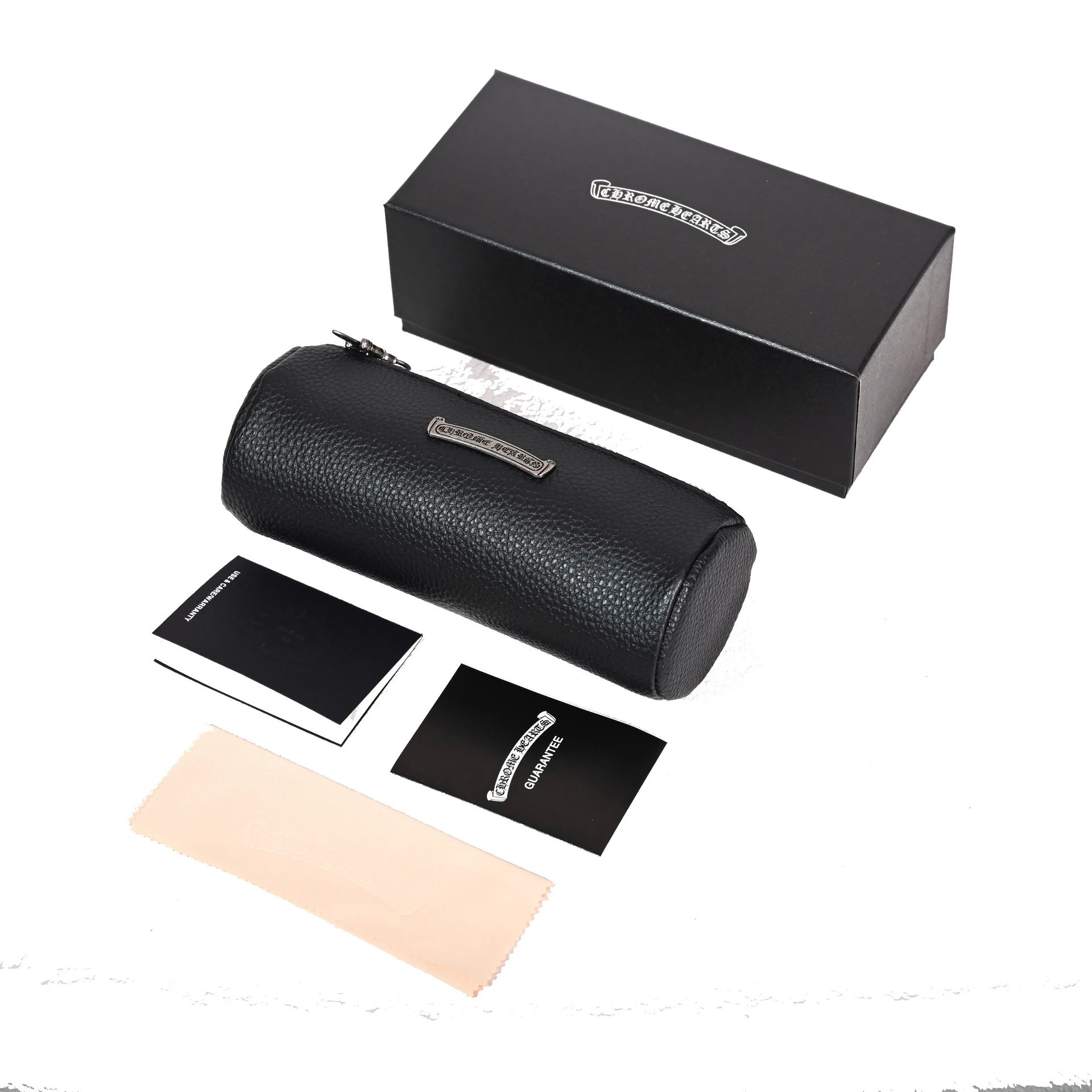 Chrome Hearts Leather Glasses Case Black