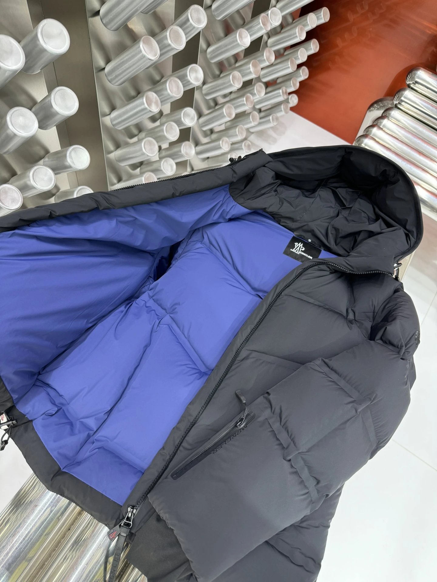 Moncler Maya Glossy Black Down Jacket with White Moncler sneakers - 7