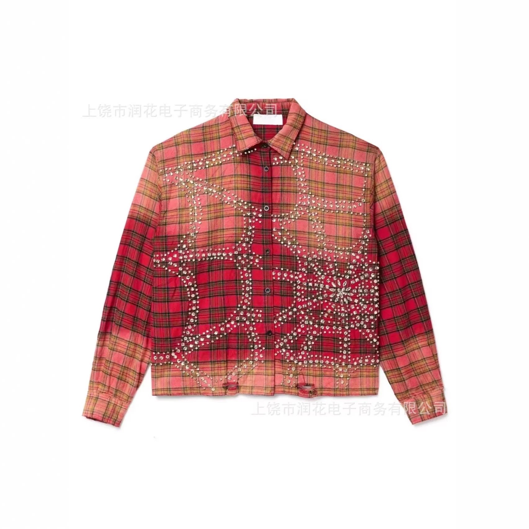 2026 Cross-Border Bestseller American Retro Gradient Red Plaid 3D Digital Print Unisex Casual Shirt
