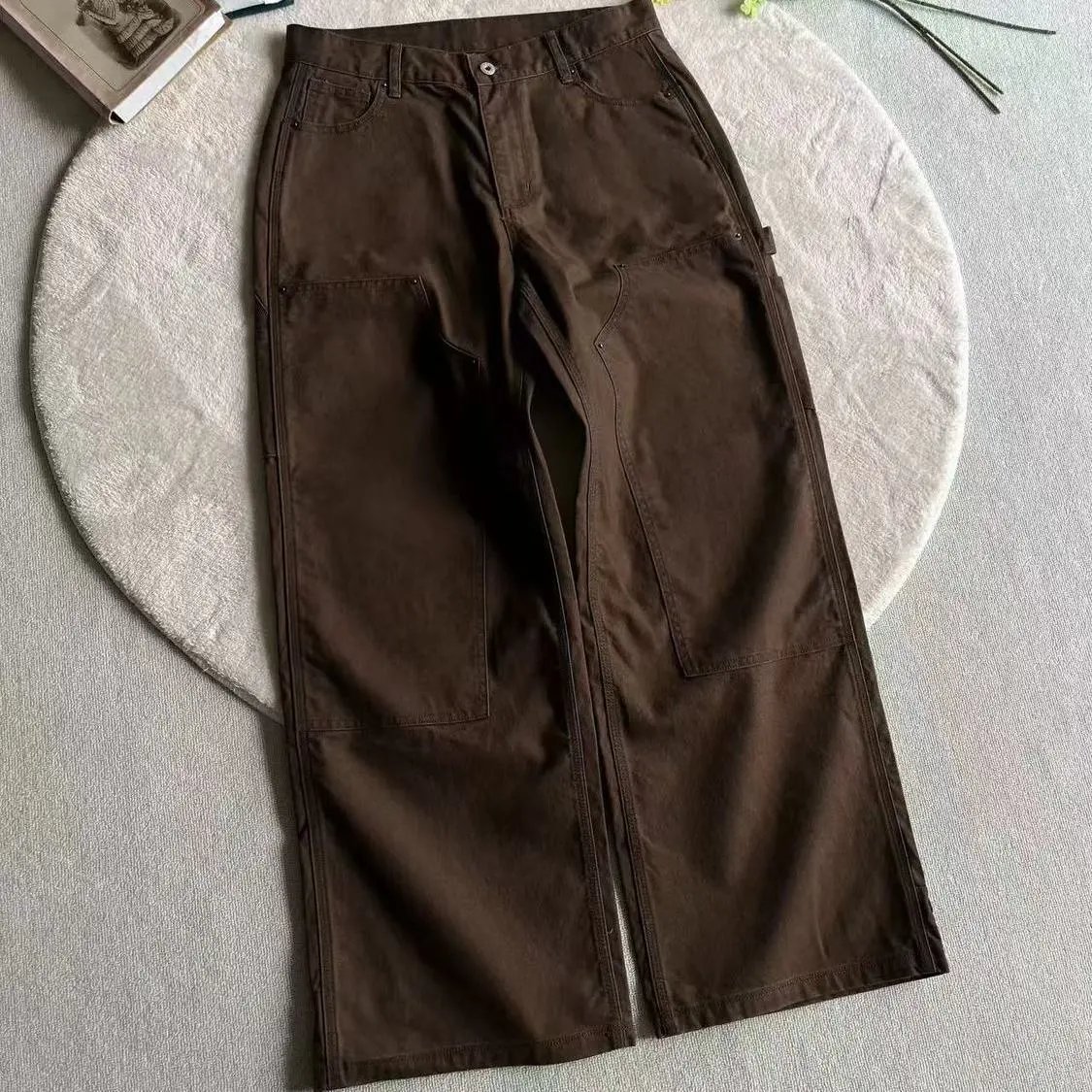 B01 Double Knee Work Pants Lumberjack Pants - Brown