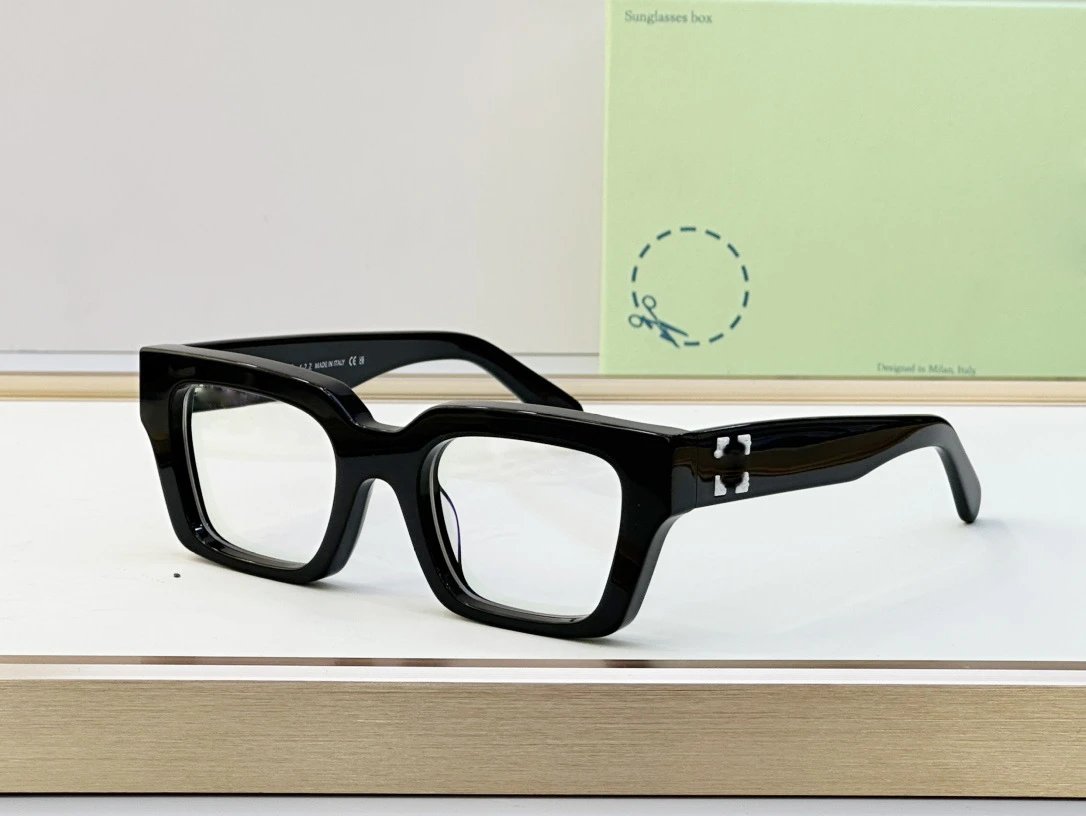 Black Frame Clear Lens White Text (No Case)