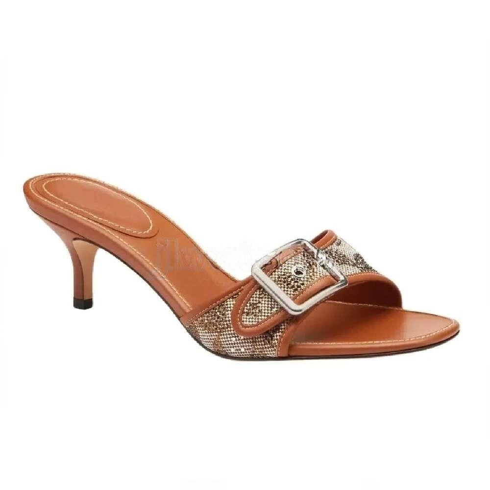 Coach Margot Kitten Heel Sandals Crystal Signature Jacquard CBO40