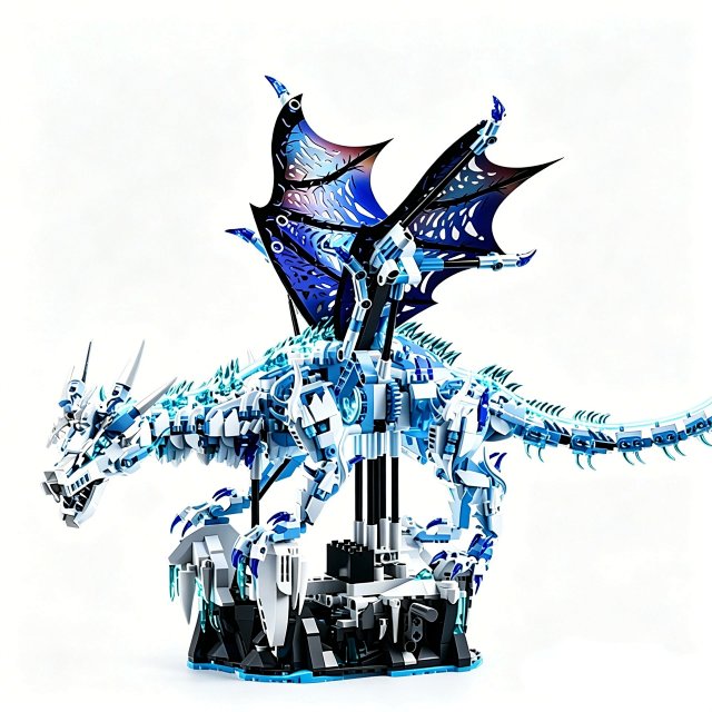Lego-style Ice Dragon Model: Challenging Building Block Set – Educational Toy, Gift, and Light-Up Display Piece: seller detail photo 5