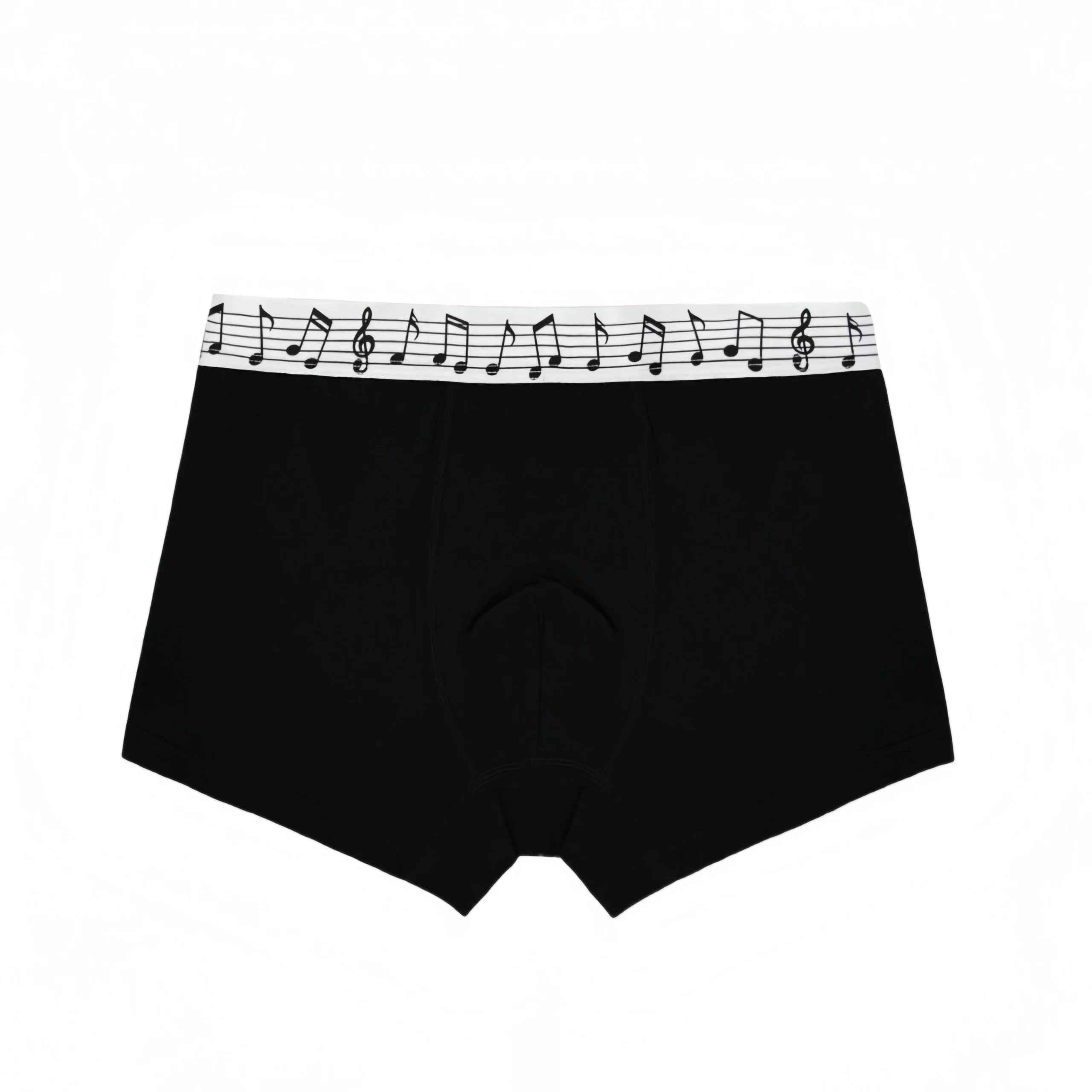 Moire Original New Mid-Rise Creative Note-Print Cotton Breathable Men's Boxer Briefs