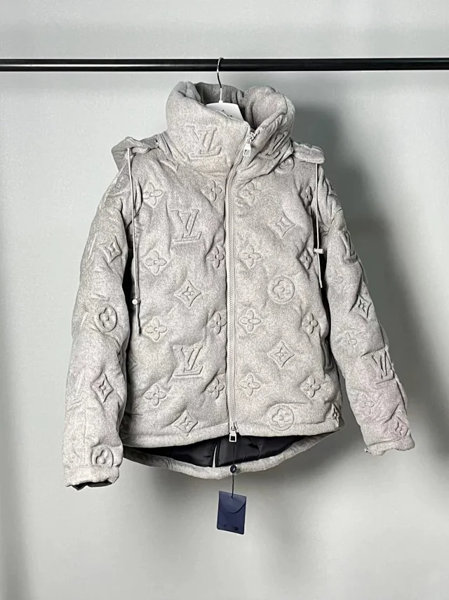 Louis Vuitton Down Jackets Hooded monogram-embossed puffer jacket product detail image 8