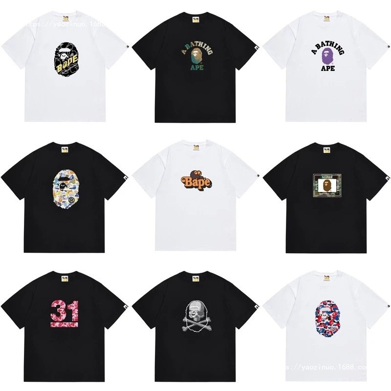 Summer heavyweight pure cotton trendy brand men's and women's short sleeved loose couple student cartoon top T-shirt