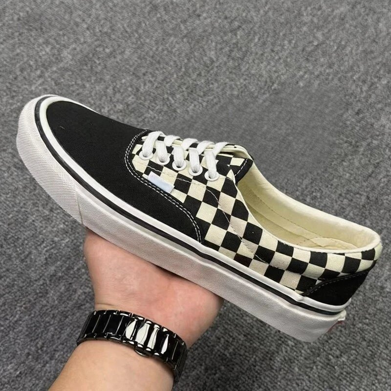 Lace-Up Black White Checkerboard