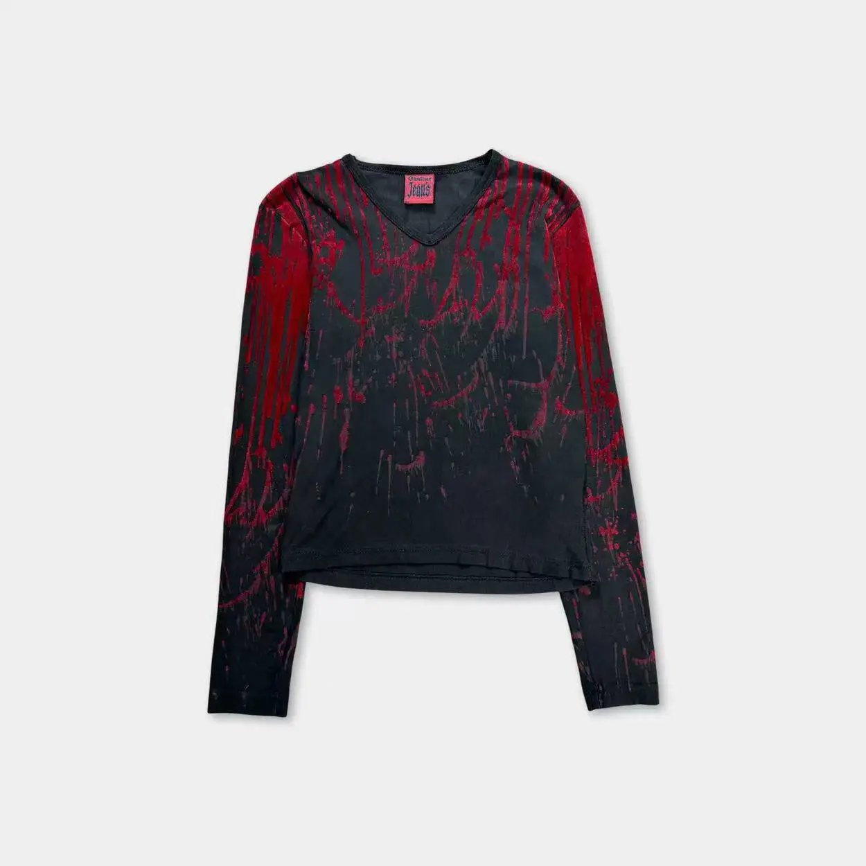 Jean Paul Gaultier 1994 Blood Drip V-Neck Long Sleeve - vet