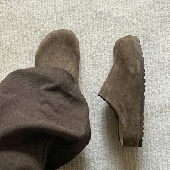 Birkenstock-Style Men's Half-Back Slip-On Clog Suede Leather Loafers 2026 New Arrival Platform Elevated Shoes -232