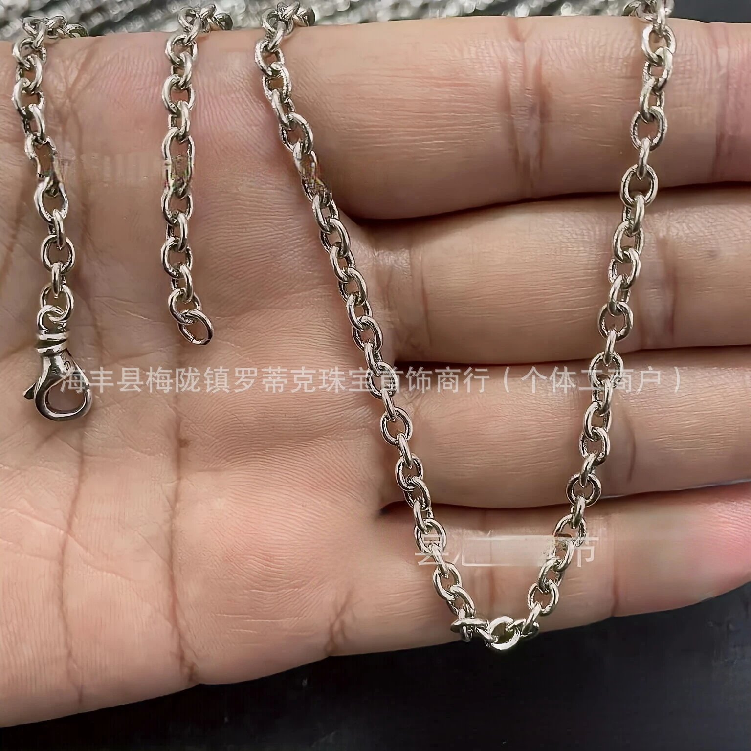 Design Silver Chain Link Necklace with Lobster Clasp Jewelry - 14