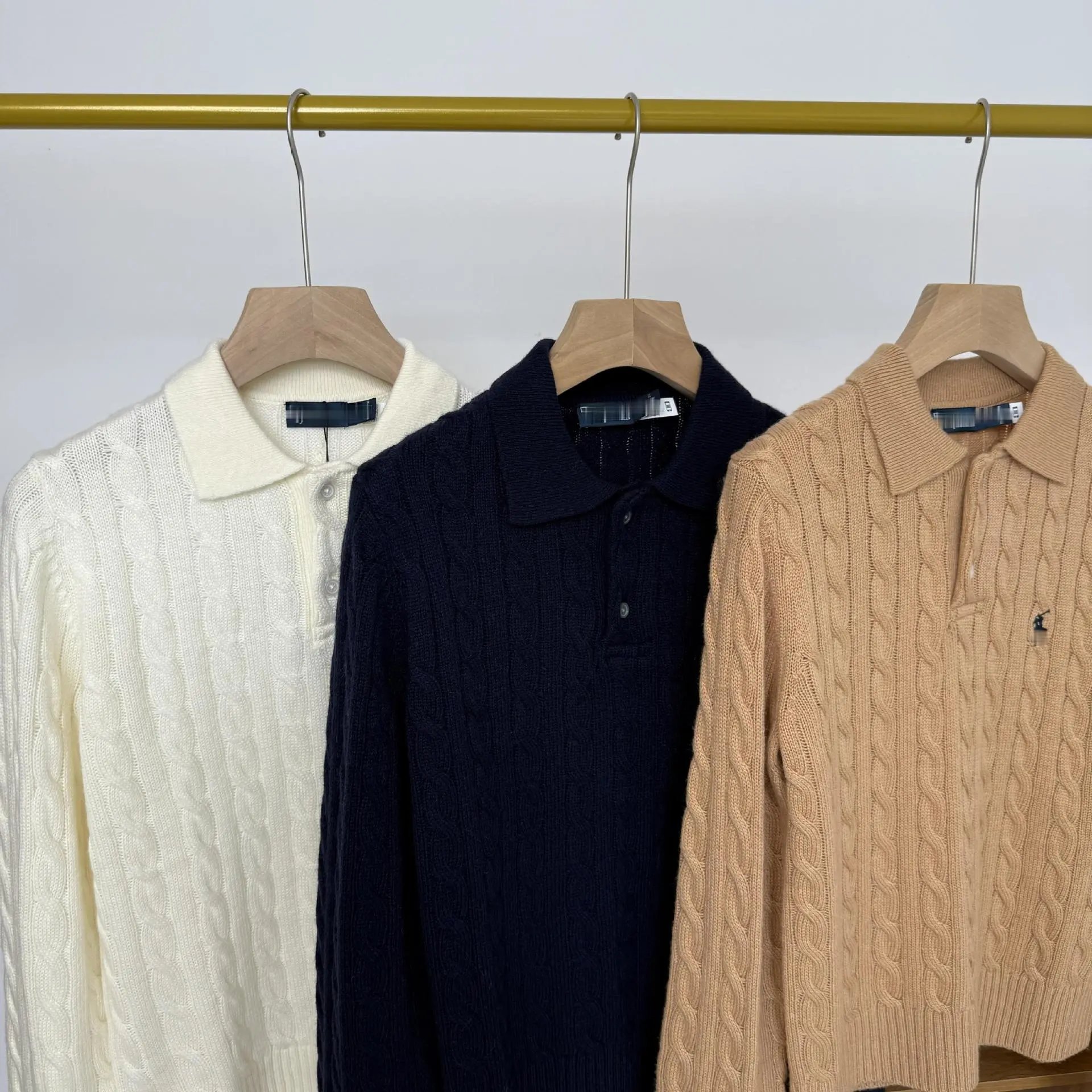 Polo Ralph Lauren Cable Knit Polo Sweater Ivory - 8