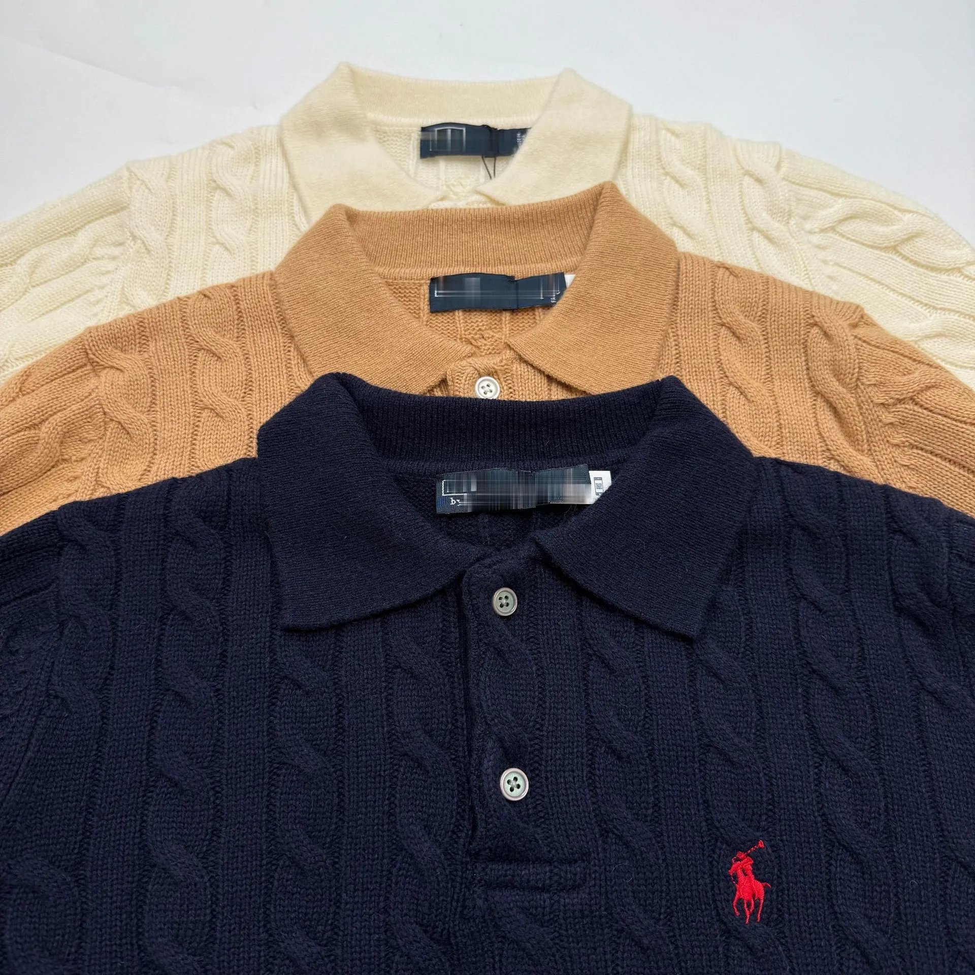 Polo Ralph Lauren Cable Knit Polo Sweater Ivory - 9