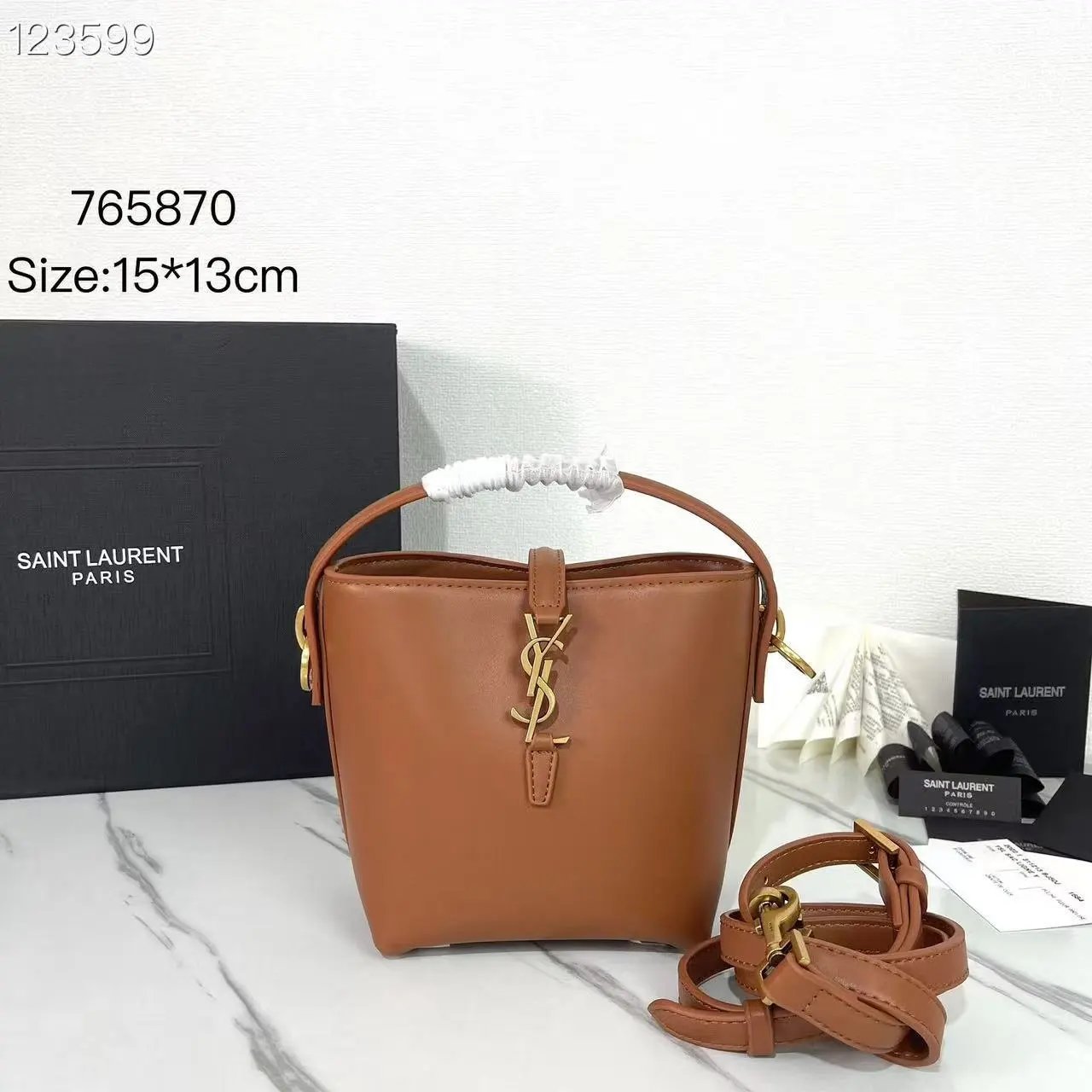 Saint Laurent Sunset Bucket Bag White Leather Handbag - 5