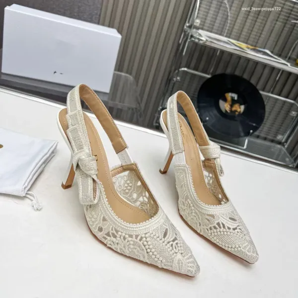 Dior J'Adior Lace Slingback Heels White - 1