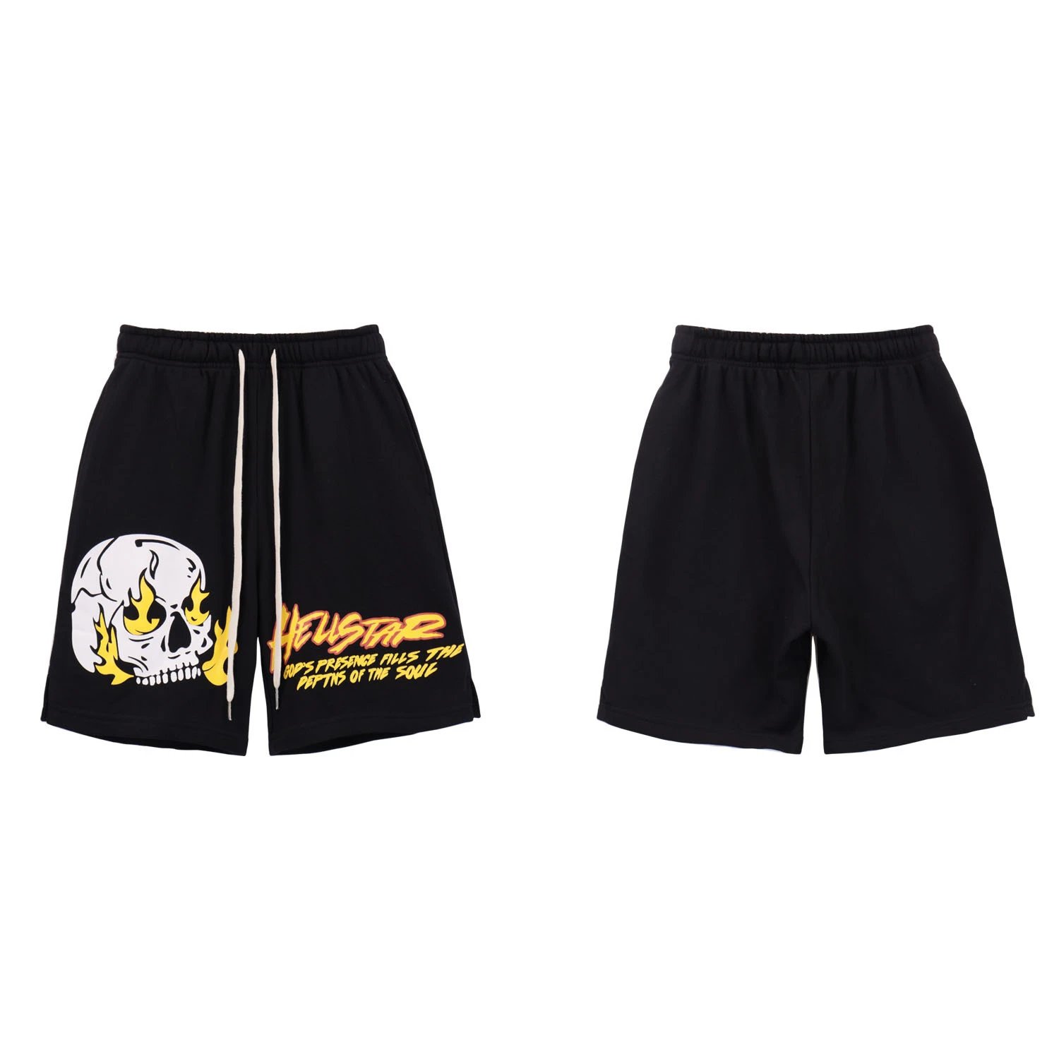 Hellstar Star Flame Print Shorts Black - 12