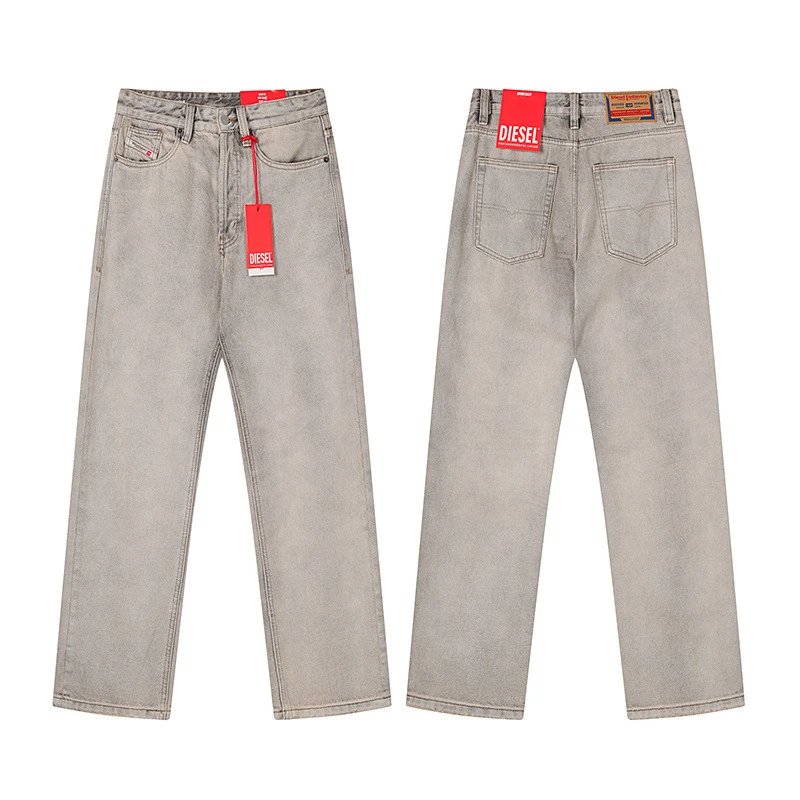 Diesel Gray Washed Straight-Leg Jeans - 7