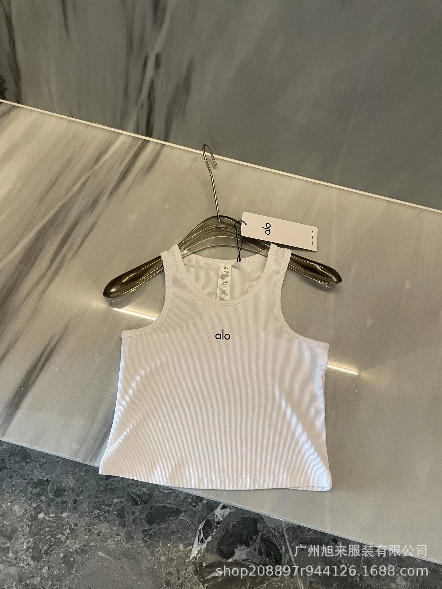 Alo Ribbed Crop Tank Top Pink Vest Top - 8
