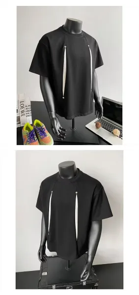 Design Zip Detail Gray T-Shirt - 7