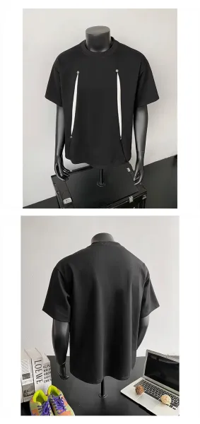 Design Zip Detail Gray T-Shirt - 8