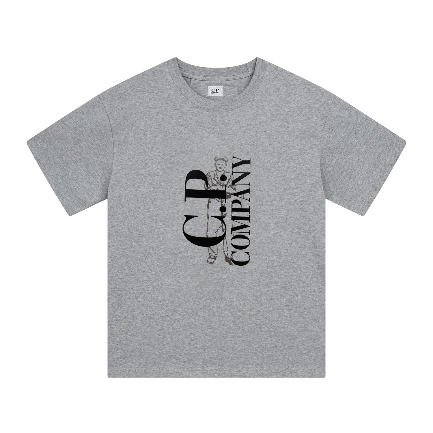 C.P. Company T-Shirts Logo Print Crewneck Short-Sleeve T-Shirt — 228 Heather Gray