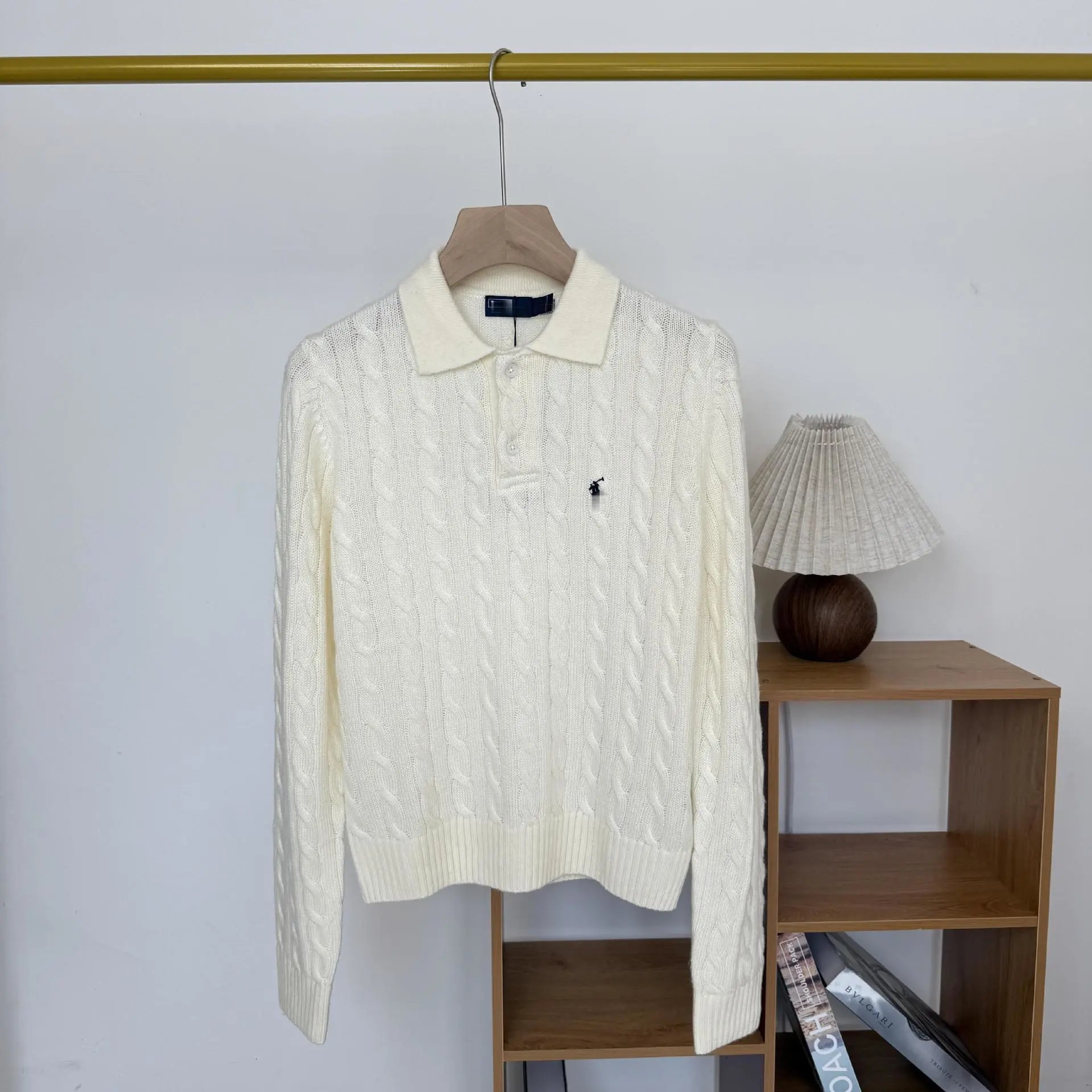 Polo Ralph Lauren Cable Knit Polo Sweater Ivory - 4