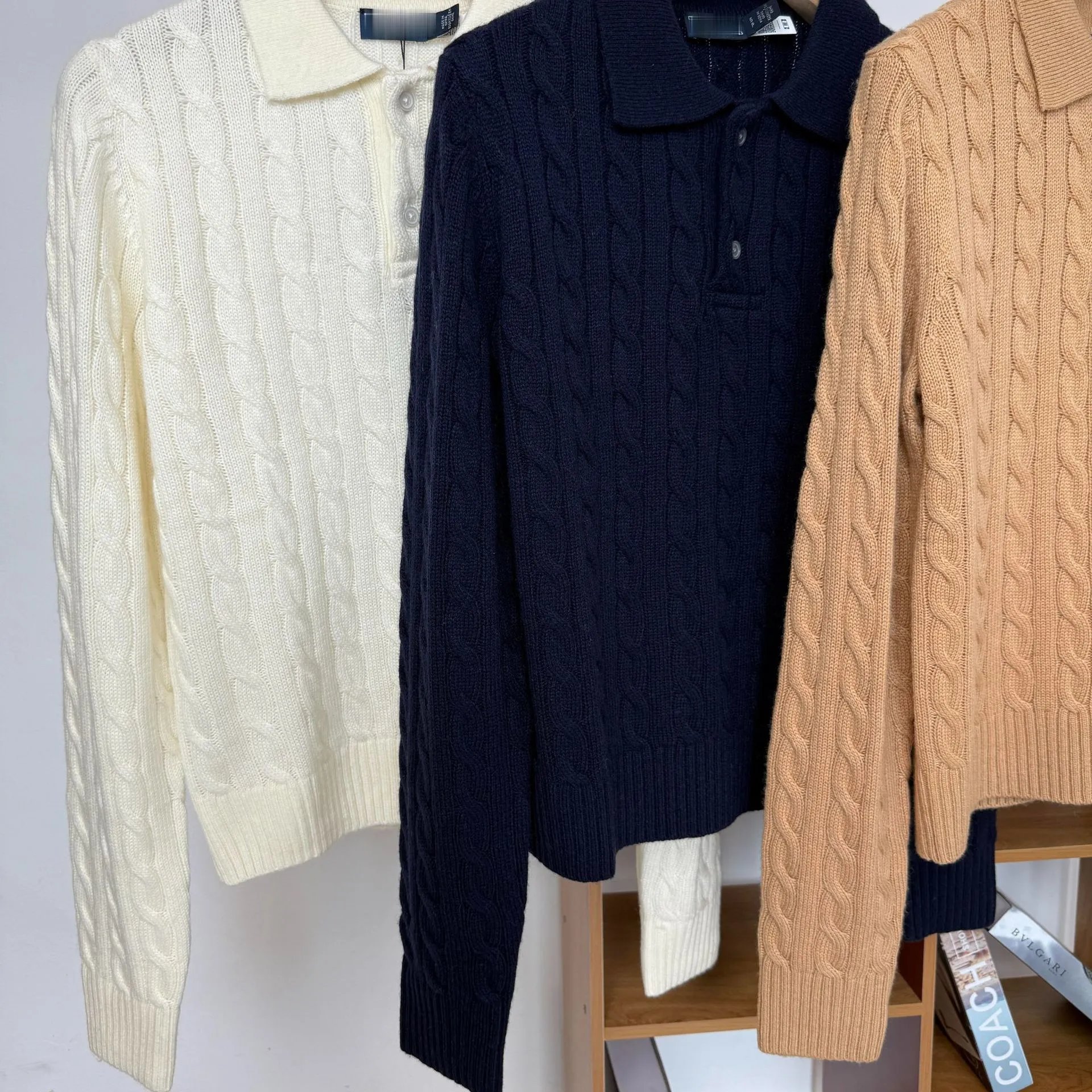 Polo Ralph Lauren Cable Knit Polo Sweater Ivory - 7