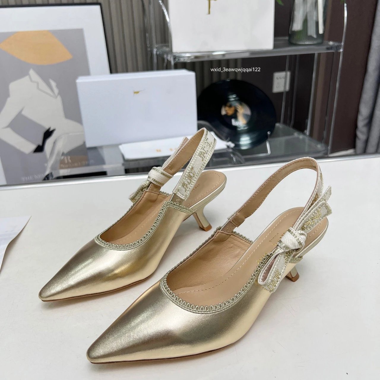 Dior J'Adior Floral Embroidered Slingback Kitten Heels - 4