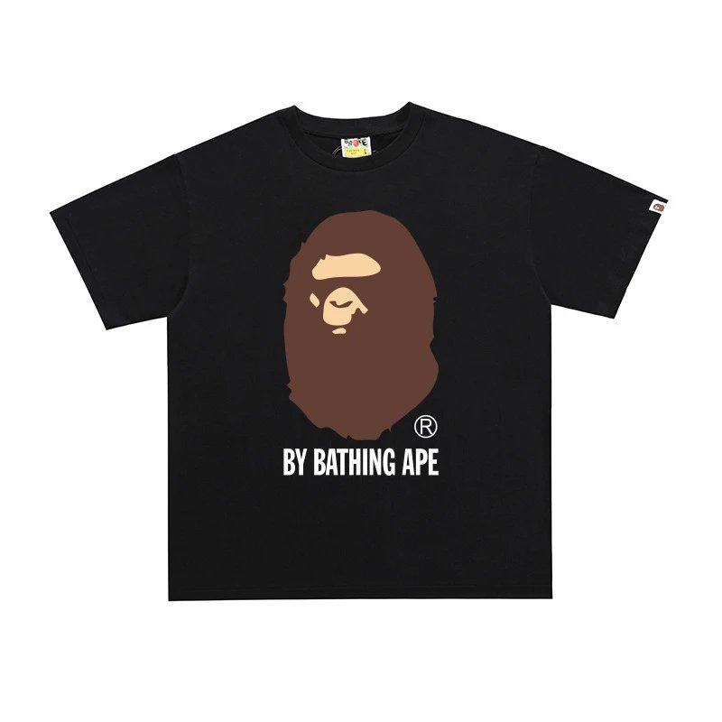 A BATHING APE T-Shirts Short-Sleeve Head Logo Graphic — D223 black
