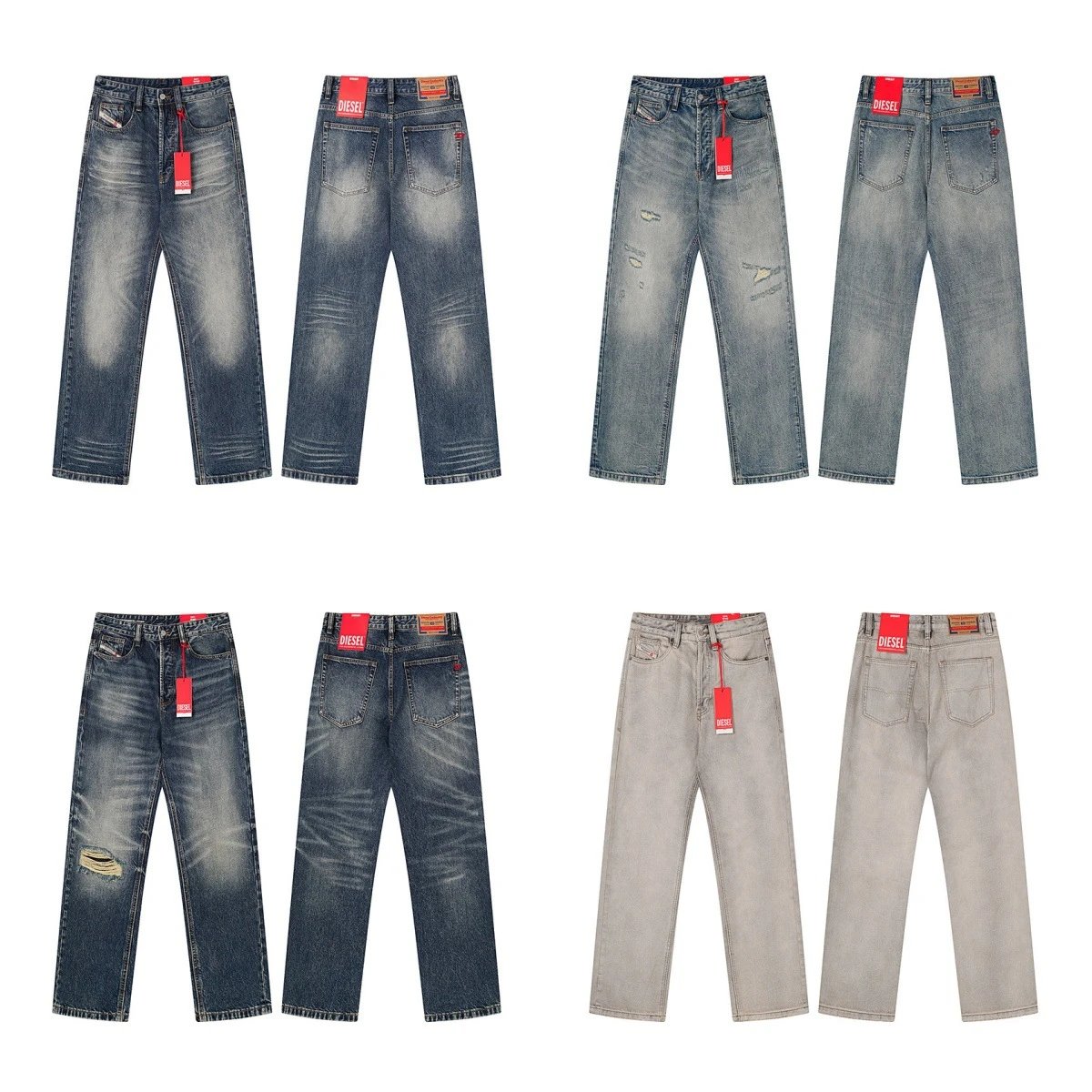 Diesel Gray Washed Straight-Leg Jeans - 3