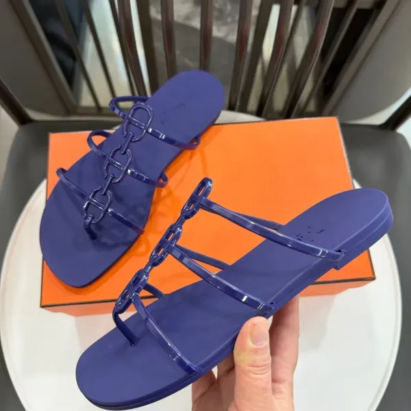 Hermès Oran Jelly Sandals Deep Blue Sandals - 1